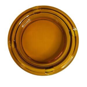 Vintage Burnt Orange Amber Ashtray Cigar Mid Century Modern Round Glass